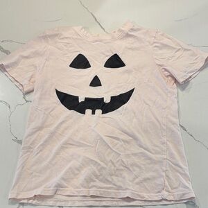 Kids Pink Halloween Pumpkin Face T-Shirt